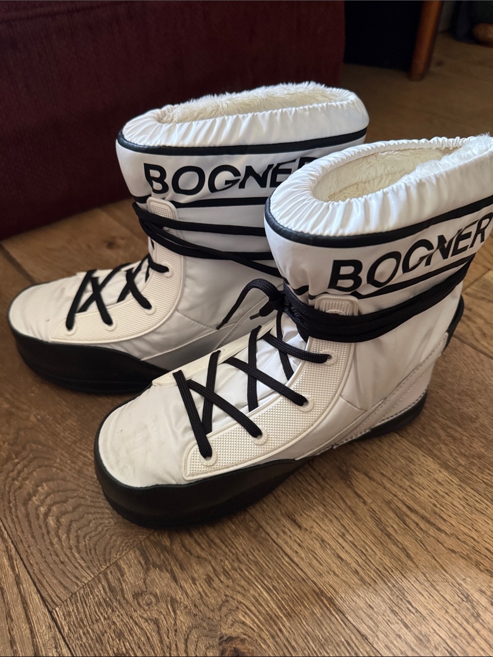 Bogner Kids White and Black Winter Snow Boots